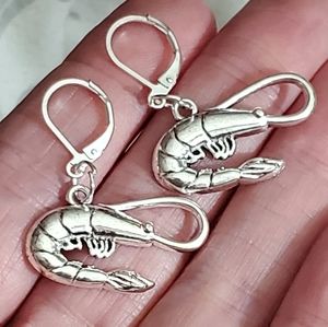 925 sterling shrimp earrings silver lever back hoops Handmade New summer beach